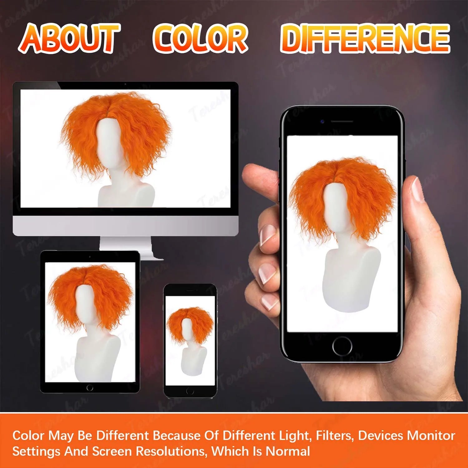 Short Curly Orange Costume Wig for Halloween Parties and Cosplay - 6