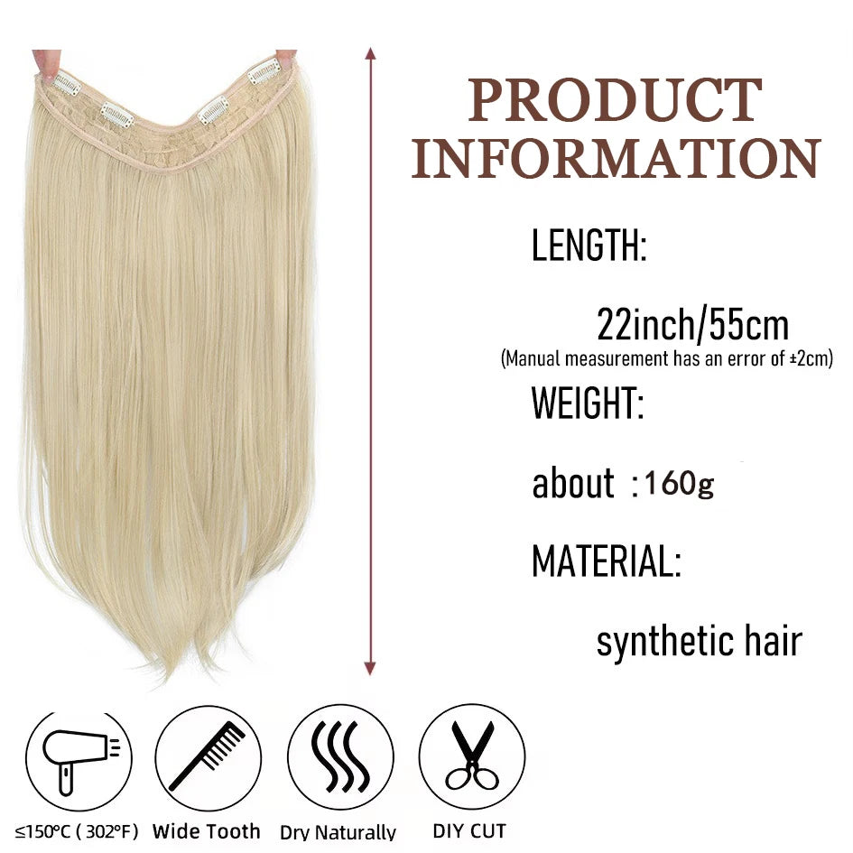 Seamless Long Straight Hair Extension with Clip-In Design for Women