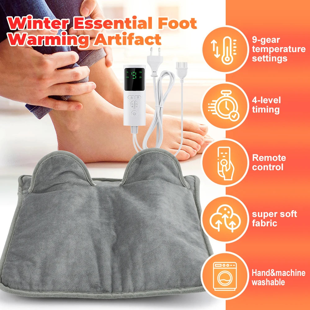 Electric Heated Foot Warmer with 9 Heat Levels and Auto Shut-Off Timer - 2