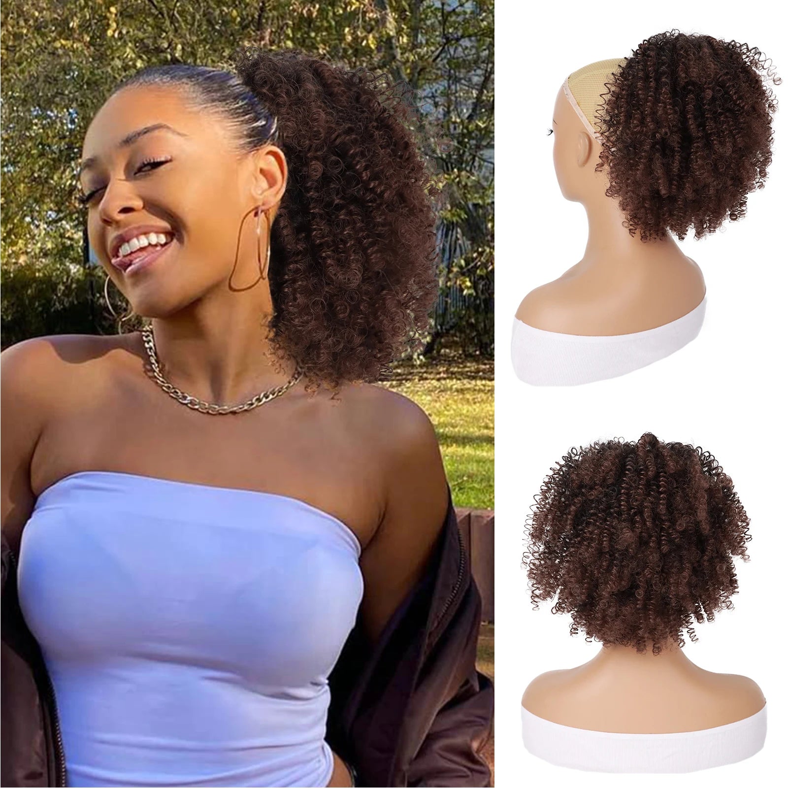Short Kinky Curly Drawstring Ponytail Hair Extension for Instant Volume - 7
