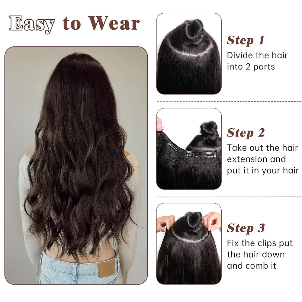 20 Inch Wavy Synthetic Hair Extensions with Invisible Clips - 9