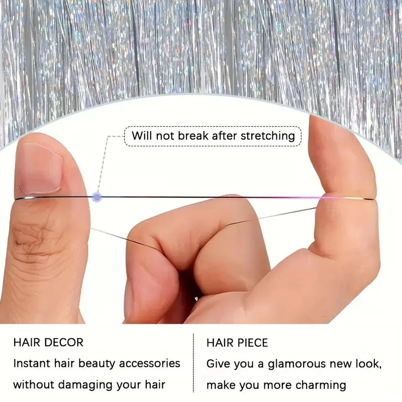 Sparkle Rainbow Hair Tinsel Extensions for Parties - 2