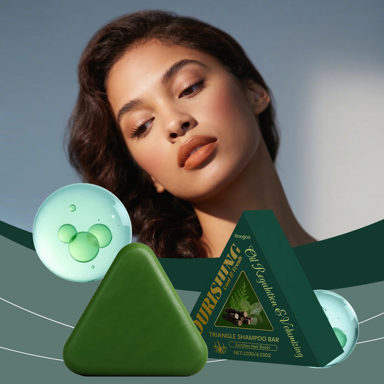 Herbal Triangle Shampoo Bar for Hair Growth and Deep Scalp Cleansing - 2