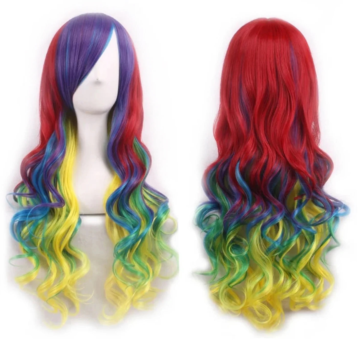 Long Ombre Rainbow Cosplay Wig with Bangs - 14