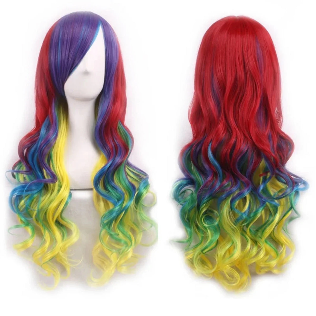 Long Ombre Rainbow Cosplay Wig with Bangs