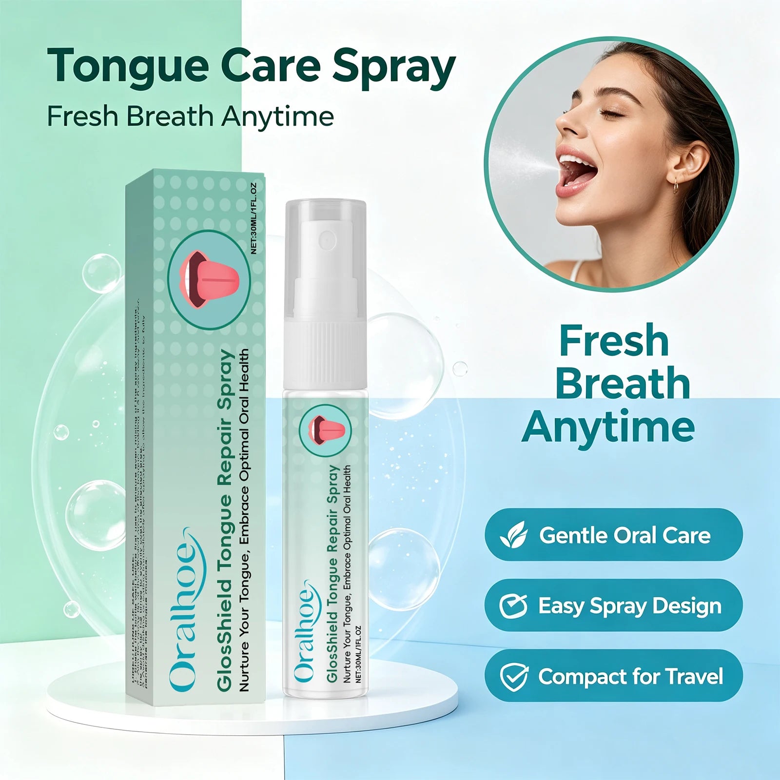 Refreshing Tongue Repair Spray for Oral Hygiene and Bad Breath Relief - 1