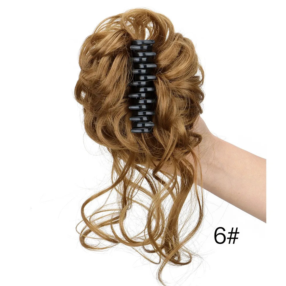 Messy Curly Hair Bun Claw Clip Extension for Instant Voluminous Updo