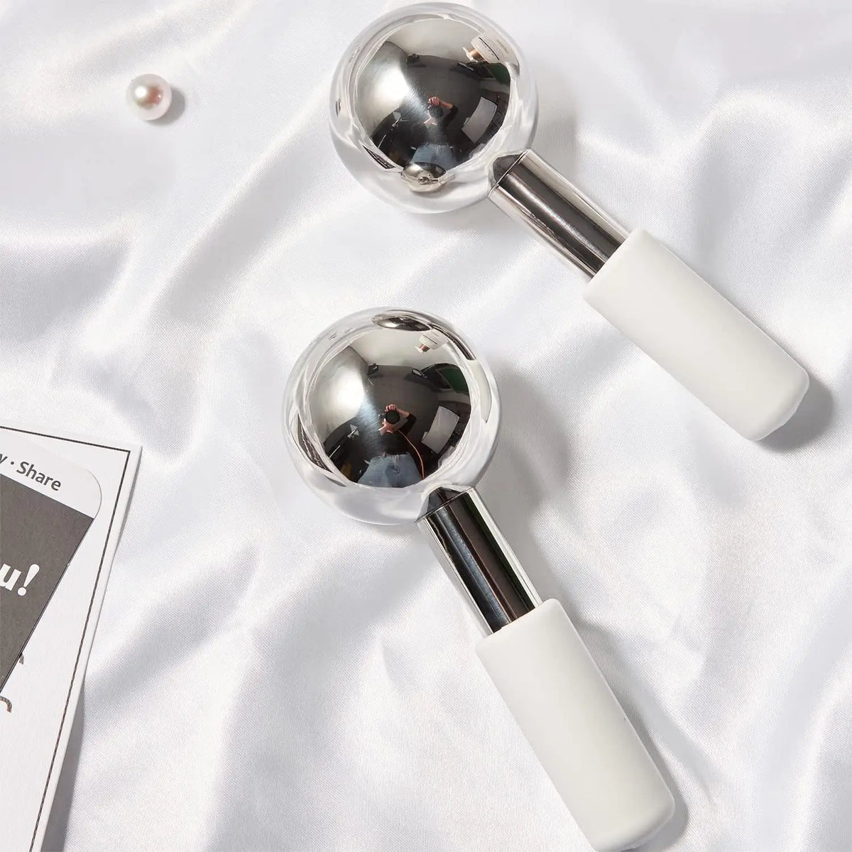 Stainless Steel Cooling Ice Globes for Facial Puffiness and Dark Circles