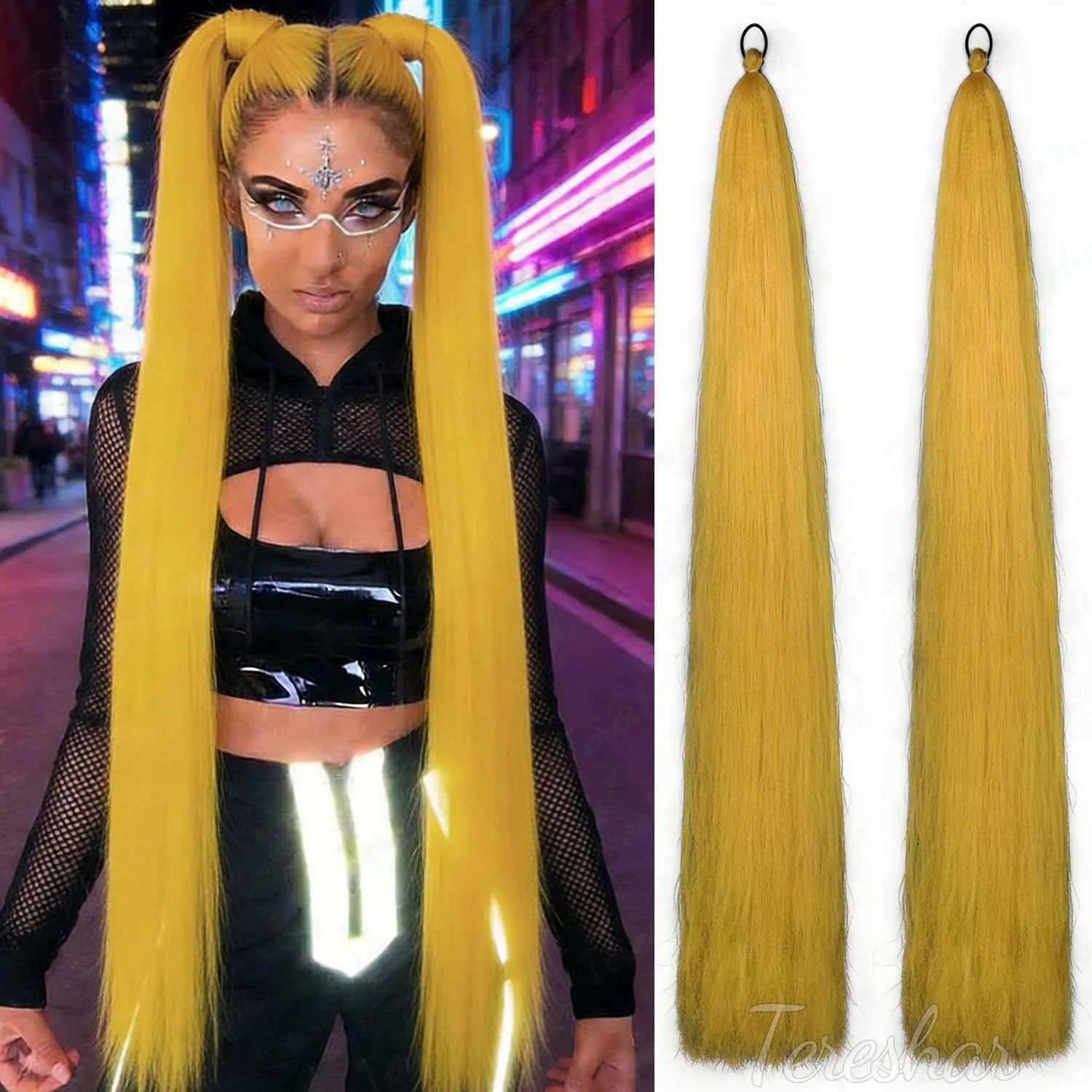 44-Inch Colorful Synthetic Straight Ponytail Hair Extensions - 8