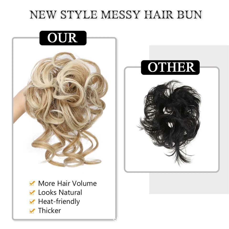 Messy Curly Hair Bun Scrunchie for Easy Updos