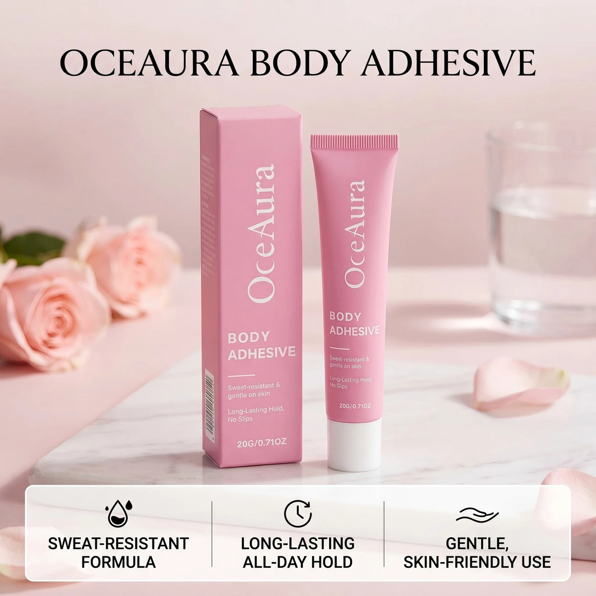 Body Adhesive for Clothing and Skin for Secure All-Day Fashion Hold