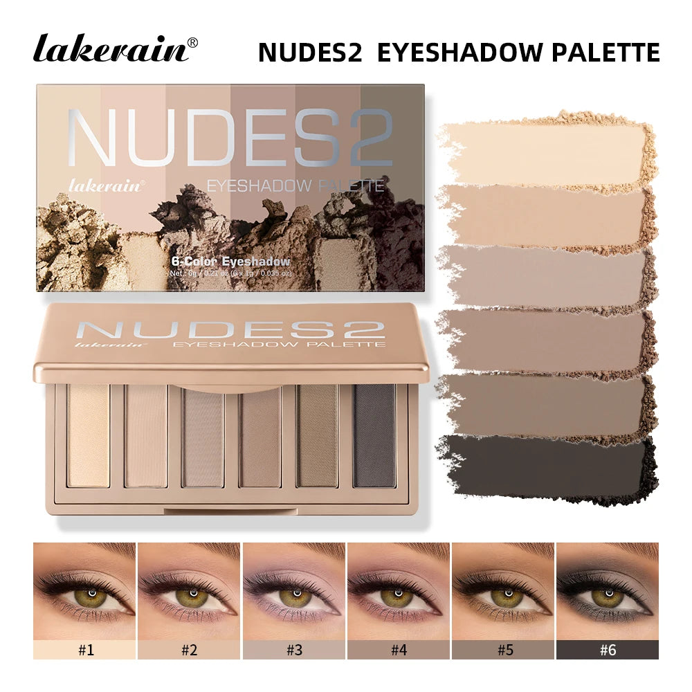 6-Color Matte Eyeshadow Palette for Neutral Nude and Smoky Eye Looks - 19