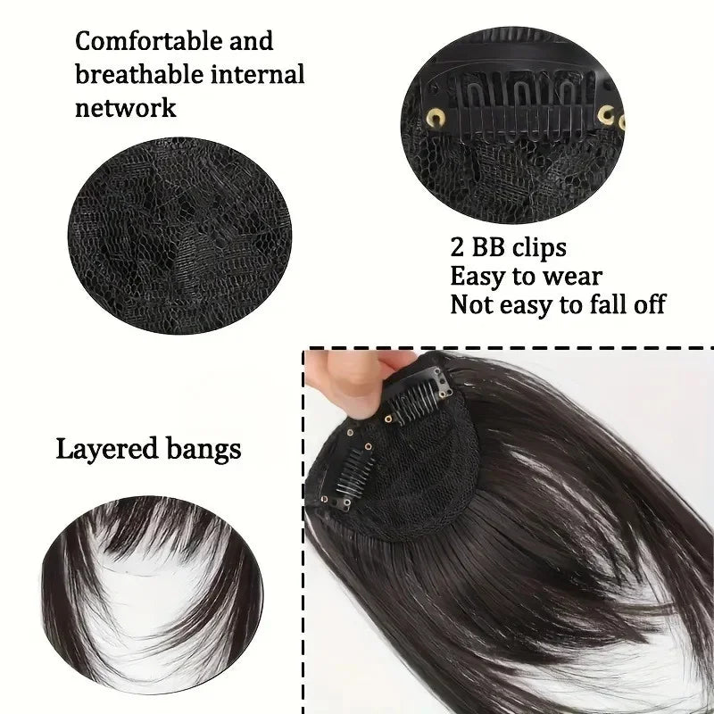 Clip-In Wispy Fringe Bangs with Sideburns for Natural Hair Transformation - 3
