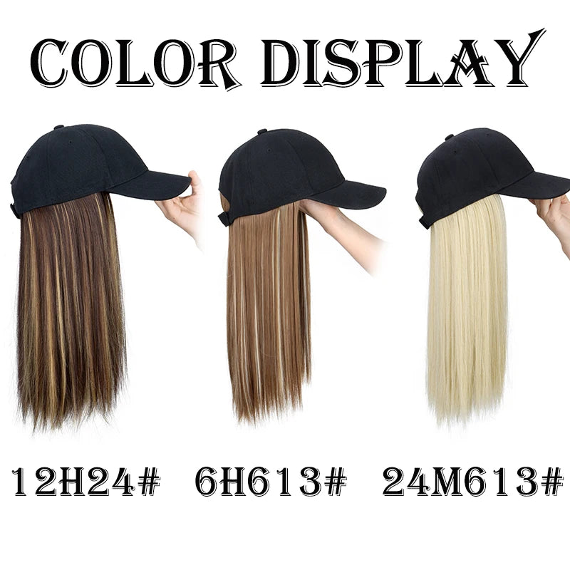 18-Inch Straight Hair Extension Baseball Cap for Daily Wear