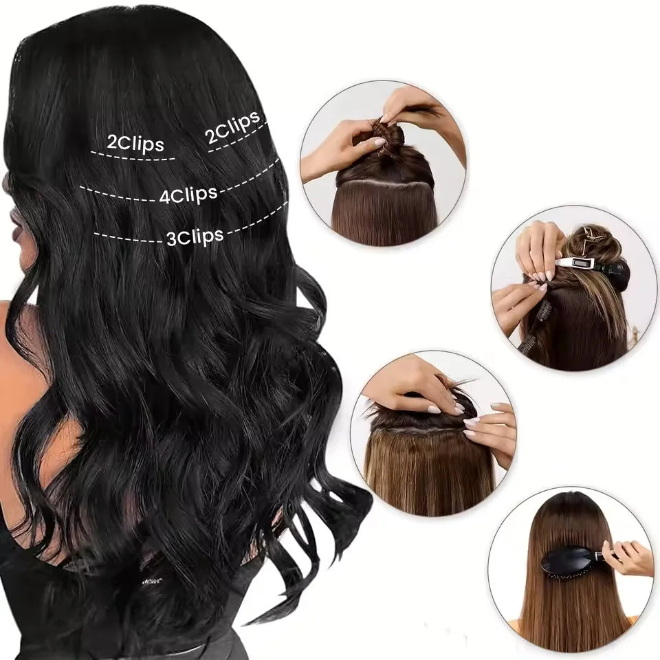 14-Inch Wavy Clip-In Hair Extension Set - 6