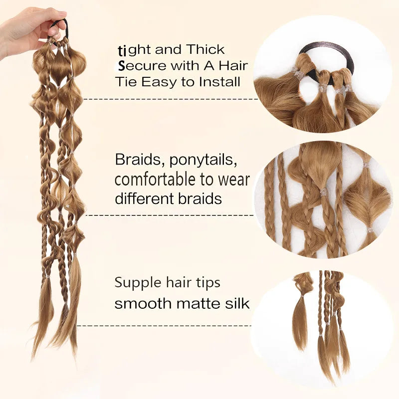 24-Inch Curly Bubble Braid Ponytail Extension - 3