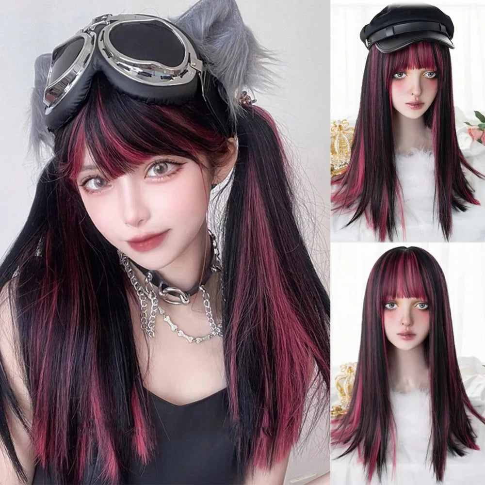Long Straight Blue Synthetic Cosplay Wig for Halloween and Costume Parties