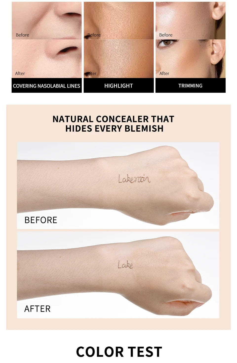 Full Coverage Matte Finish Liquid Concealer for All Skin Types - 11