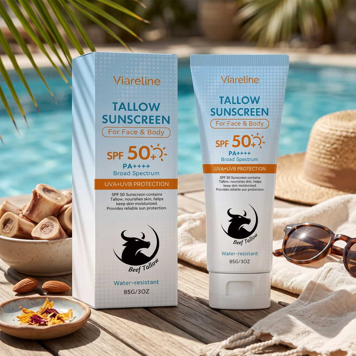 SPF 50 Tallow Sunscreen for Face and Body Hydration and Protection