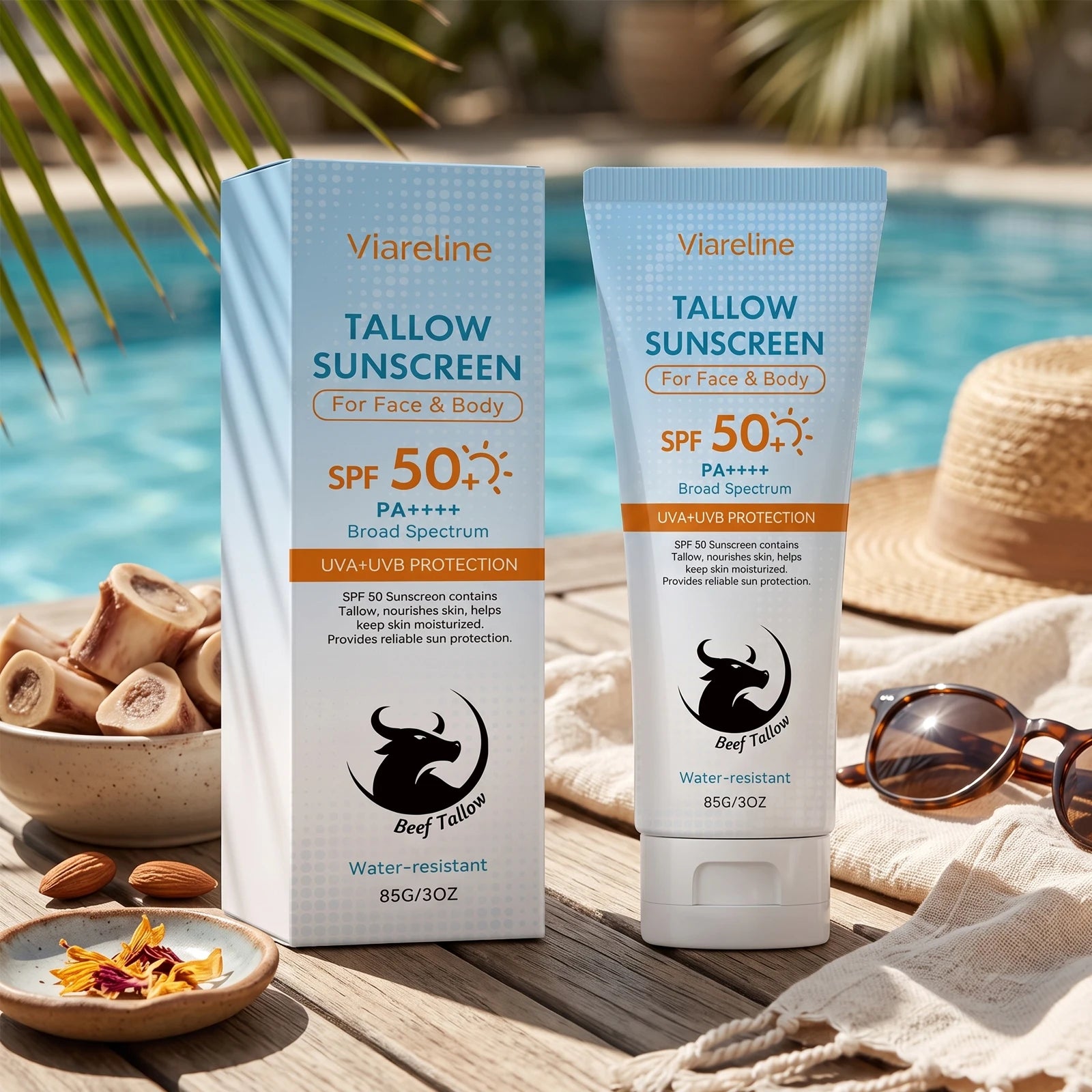 SPF 50 Tallow Sunscreen for Face and Body Hydration and Protection - 1