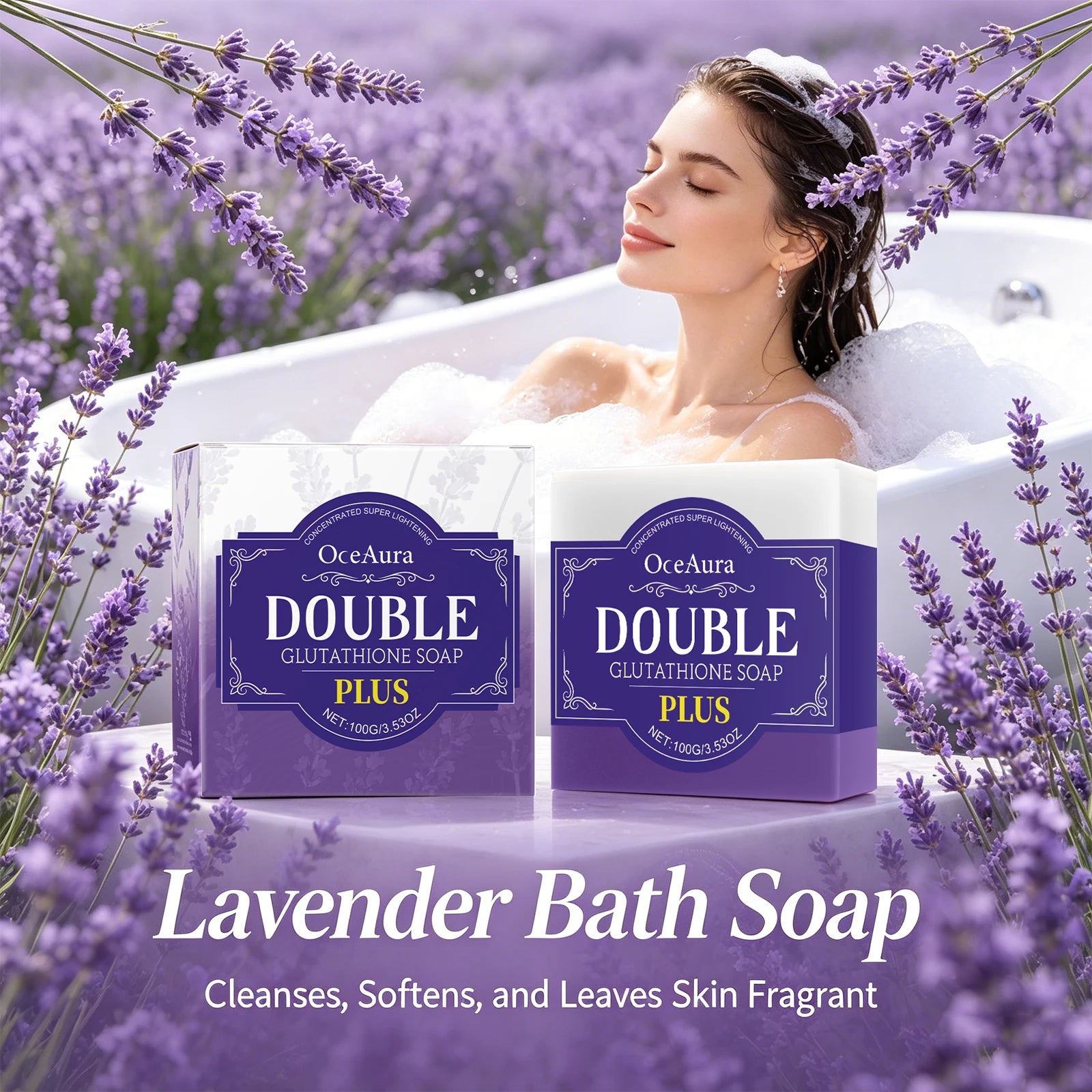 Lavender Brightening Cleansing Soap Bar for Soft and Fragrant Skin - 2