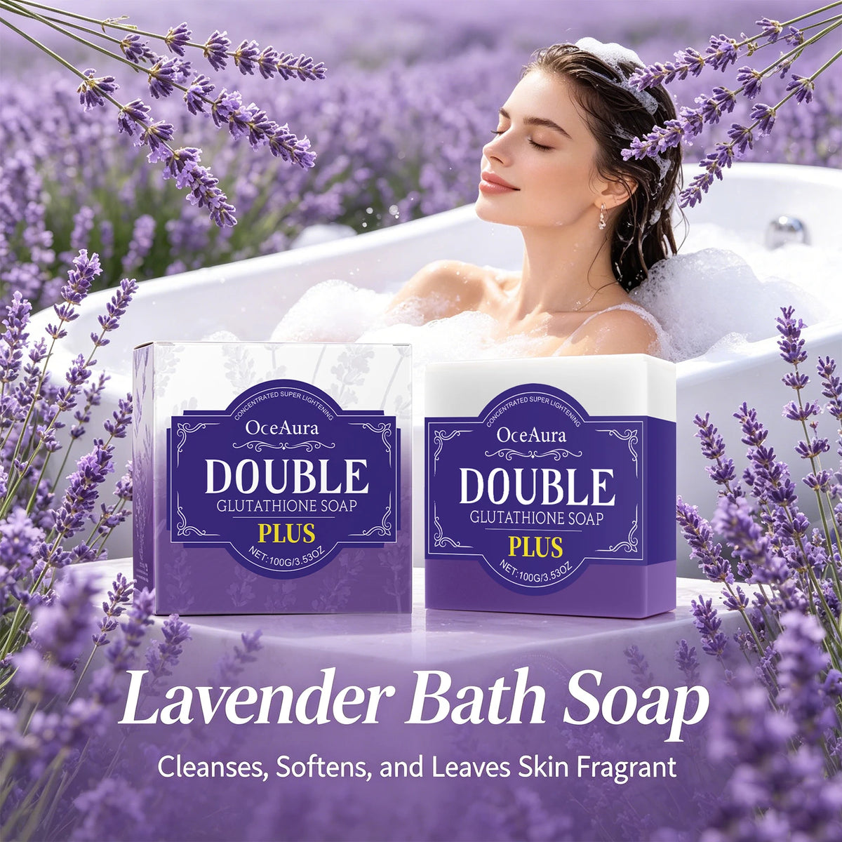 Lavender Brightening Cleansing Soap Bar for Soft and Fragrant Skin