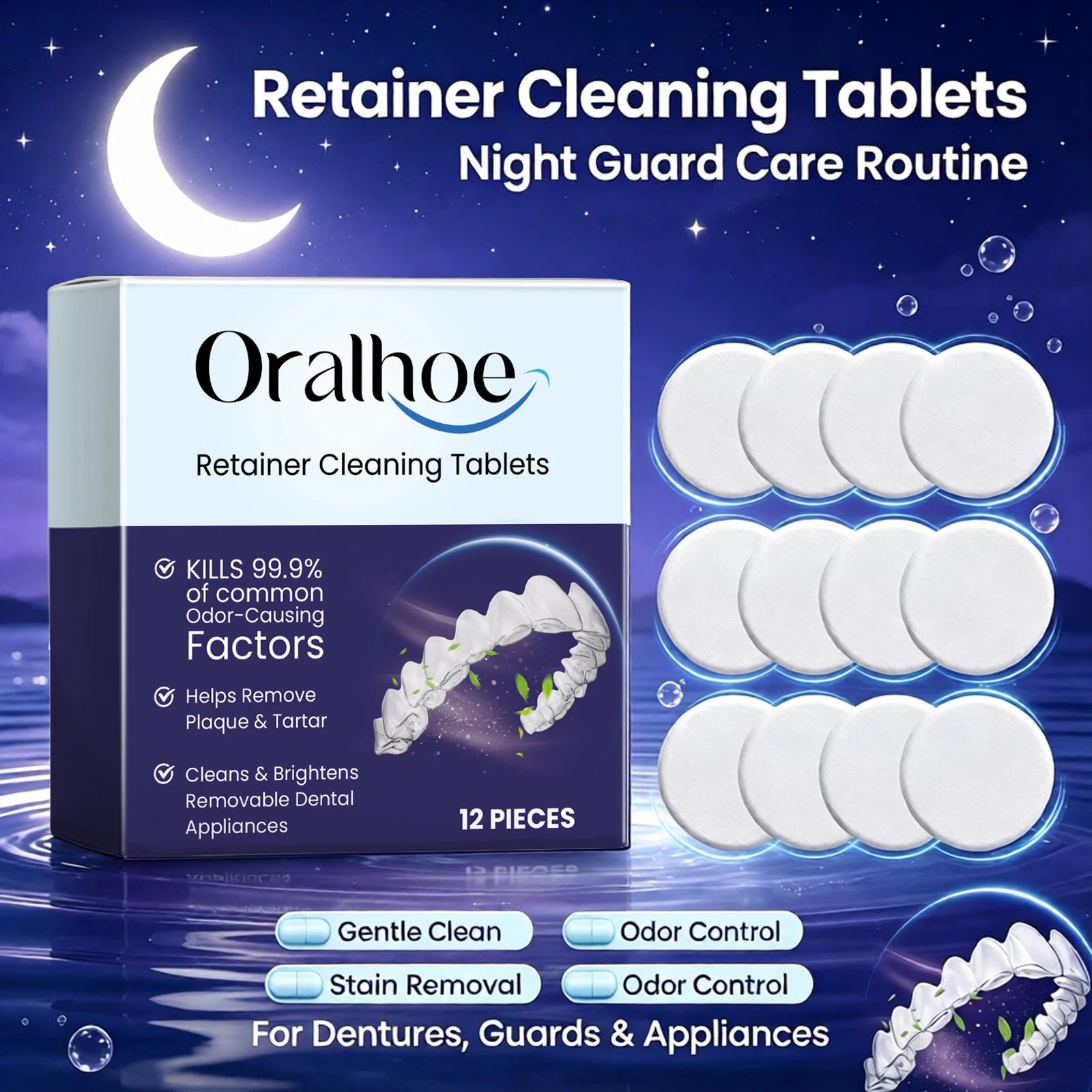 Effervescent Denture and Retainer Cleaning Tablets for Daily Oral Hygiene - 5
