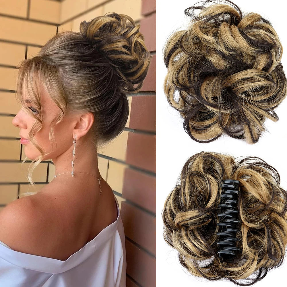 Messy Wavy Bun Hair Extension with Claw Clip for Instant Volume - 1