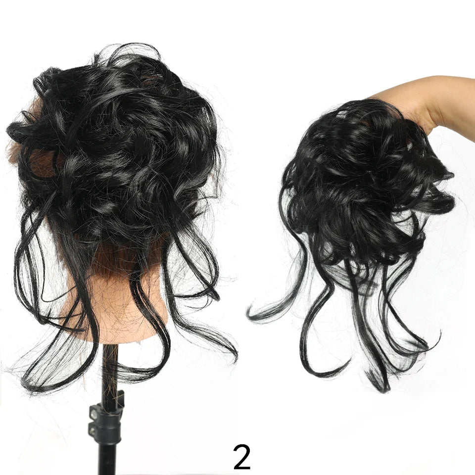 Curly Messy Bun Hair Extension Scrunchie for Instant Volume