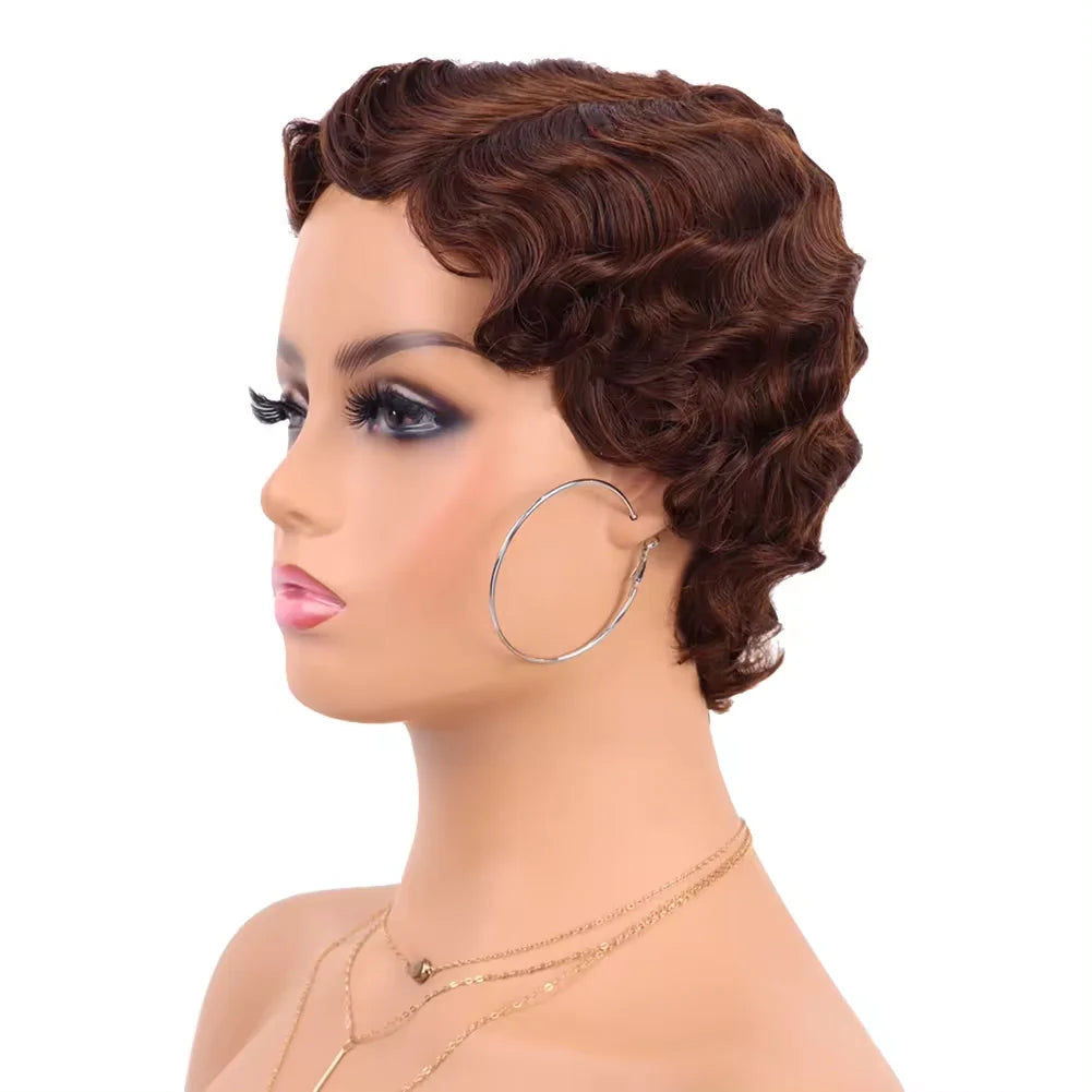 Short Finger Wave Curly Wig for Women Retro 1920s Style Party Hair