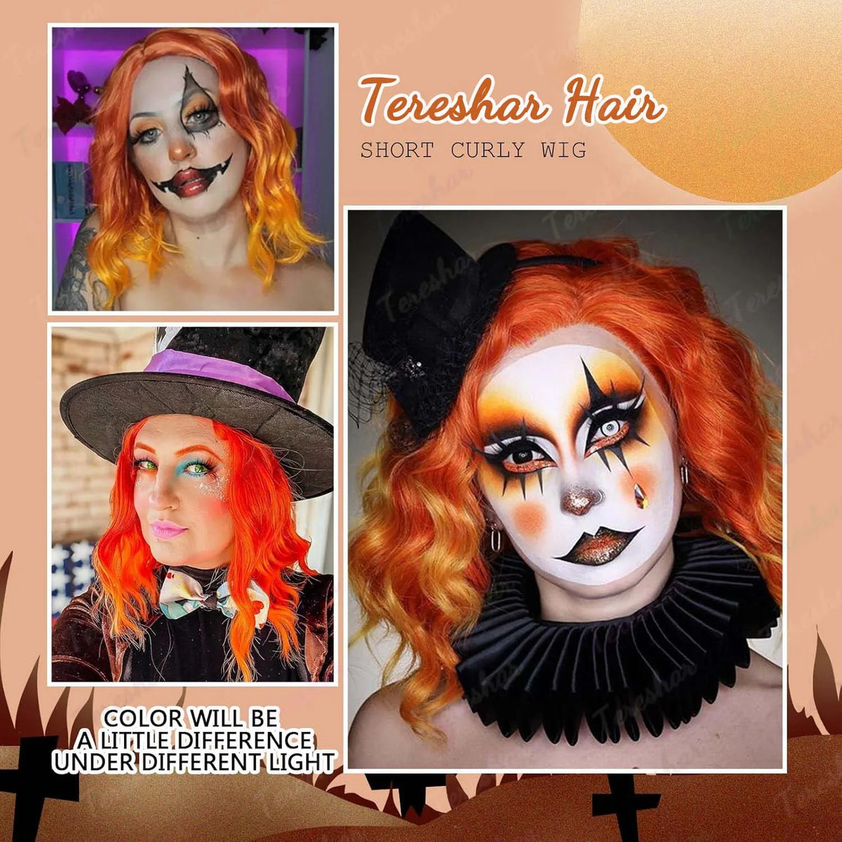Short Curly Bob Wig for Halloween Costume and Cosplay Parties