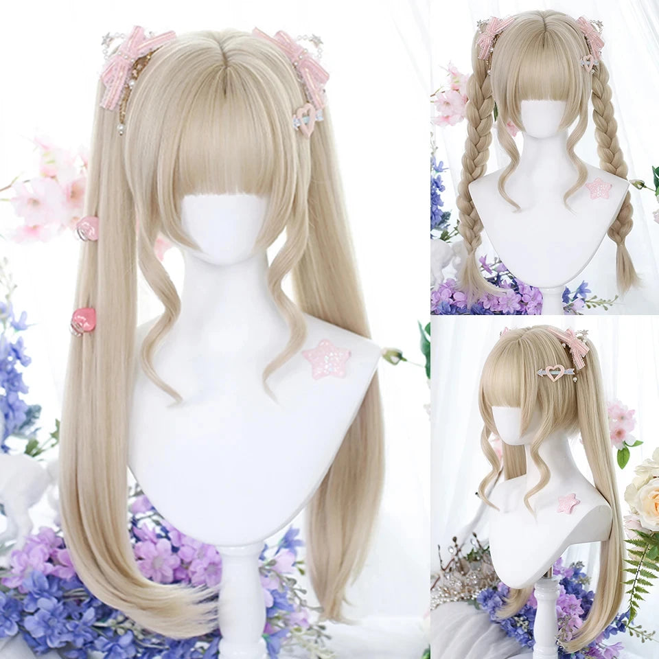Long Straight Synthetic Wig with Bangs for Cosplay and Parties - 64