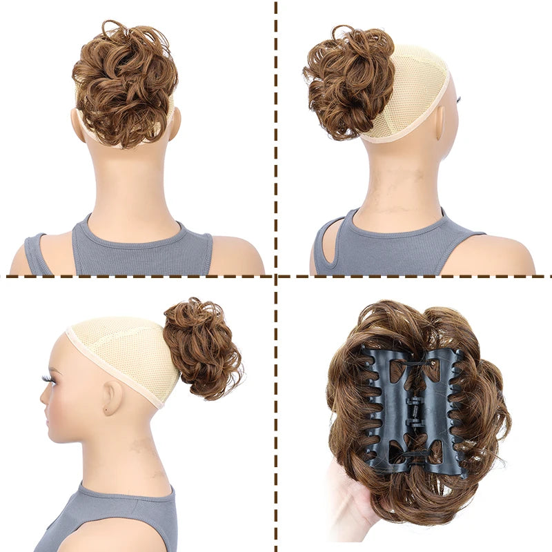 Messy Curly Hair Bun Claw Clip Extension for Easy Elegant Hairstyles