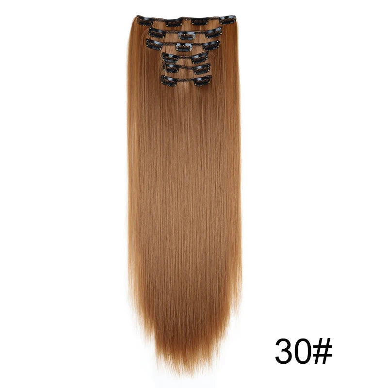 24-Inch Long Straight Clip-In Hair Extensions for Women
