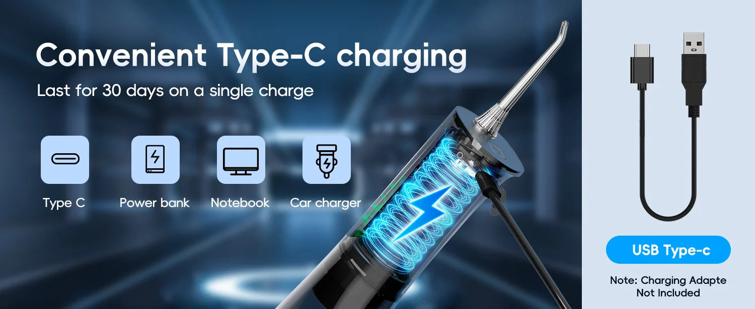 Electric Rechargeable Toothbrush and Water Flosser Set for Oral Care - 8