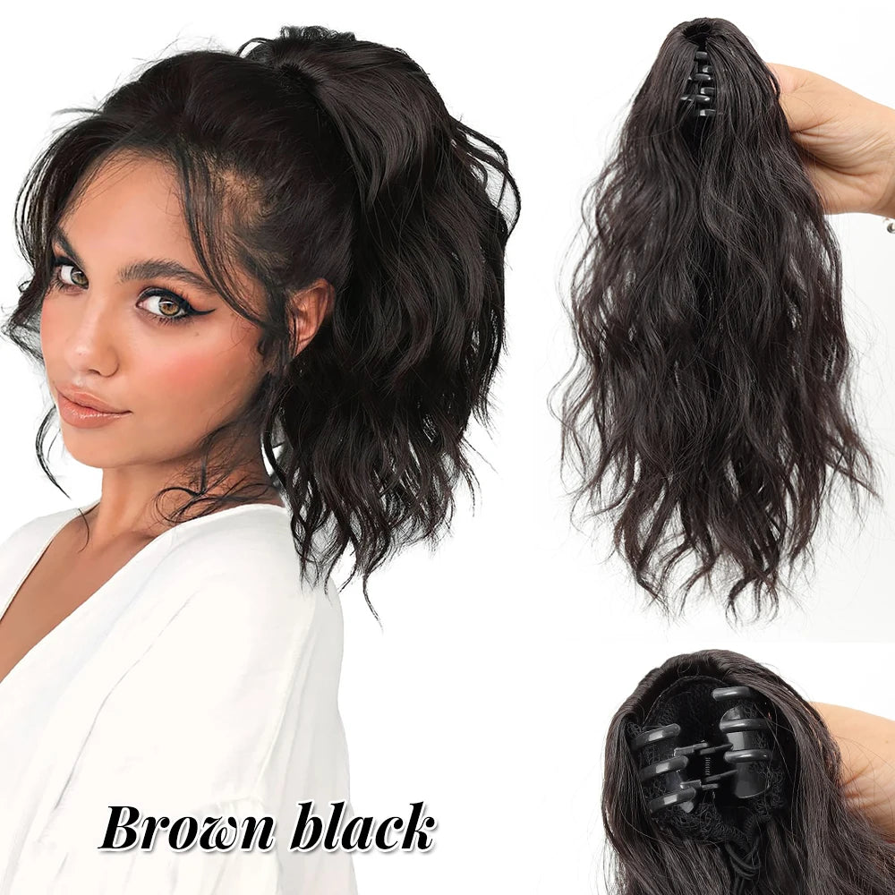 Short Curly Claw Clip Ponytail Hair Extension for Instant Volume - 18