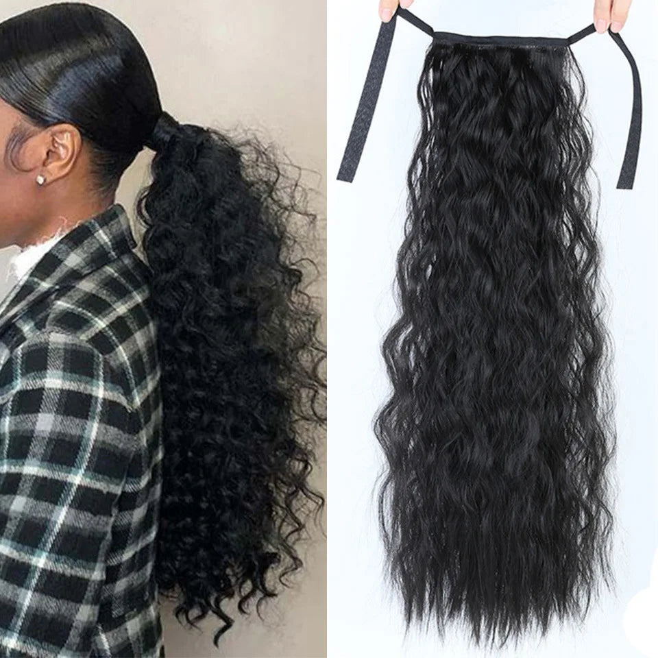 22-Inch Kinky Curly Drawstring Ponytail Hair Extension - 1