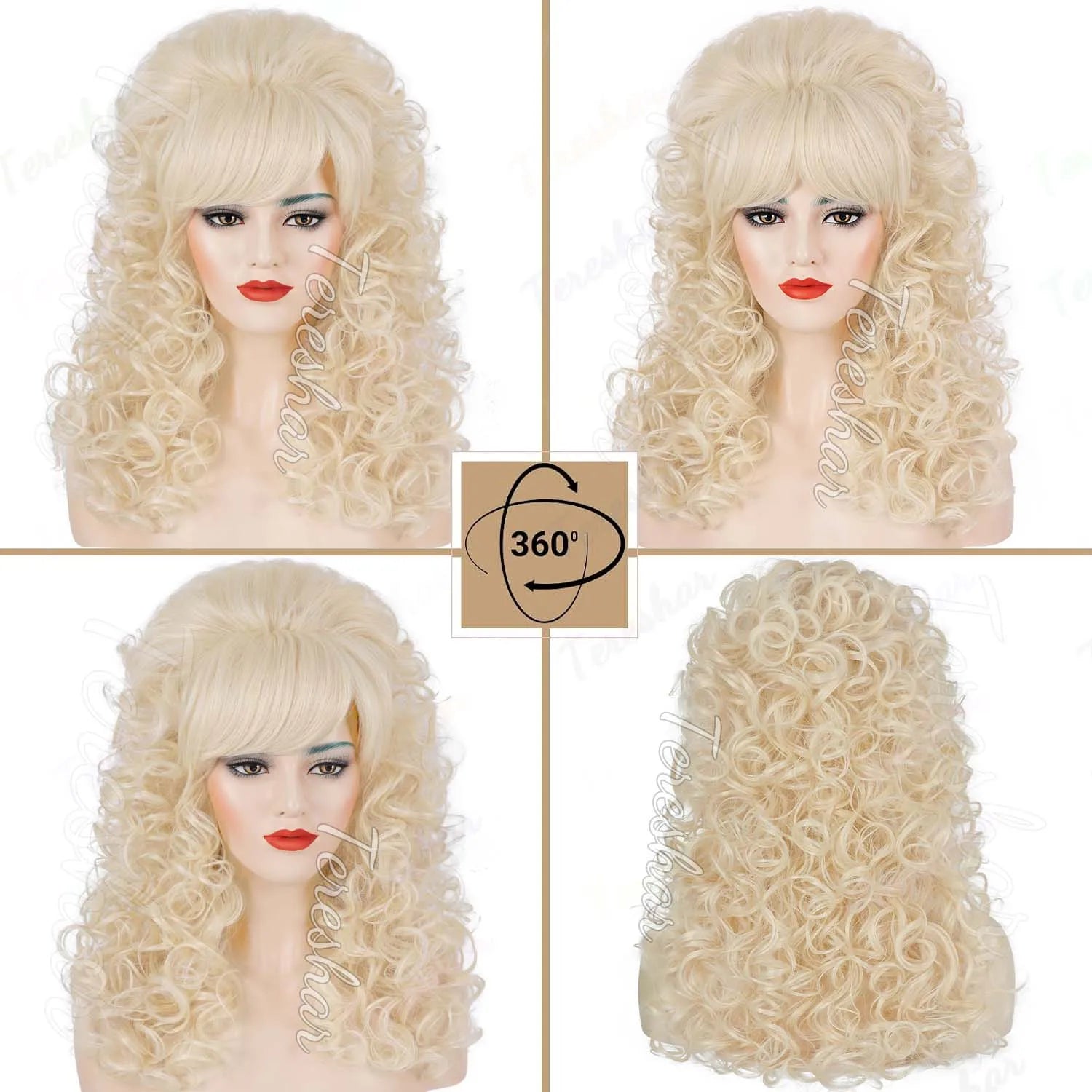 Retro Beehive Curly Wig for 60s 70s Disco Parties and Costume Cosplay - 9