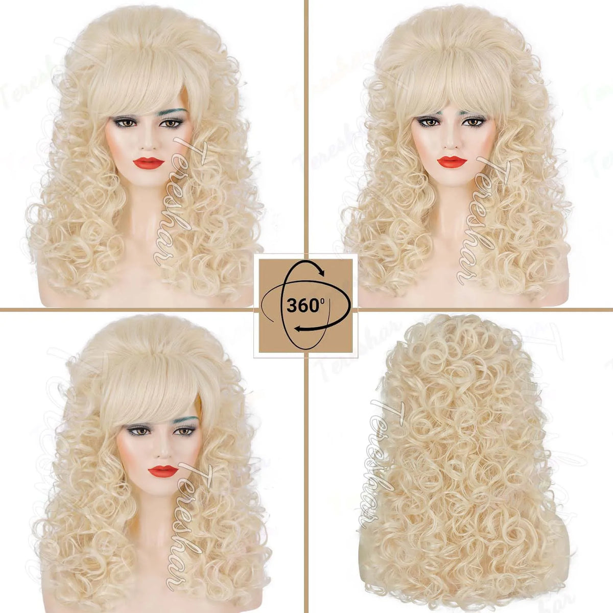 Retro Beehive Curly Wig for 60s 70s Disco Parties and Costume Cosplay