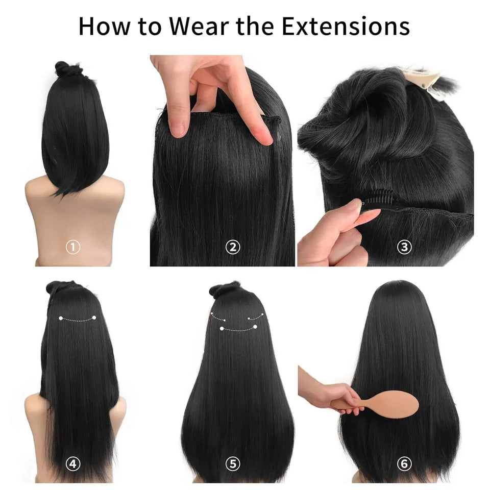 Straight Clip-In Synthetic Hair Extensions Set - 6