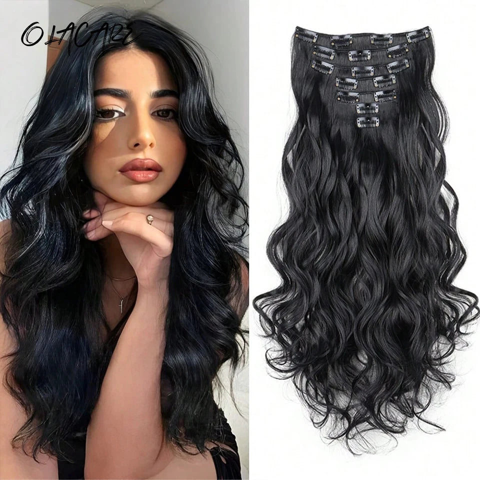 22-Inch Wavy Clip-In Hair Extensions for Instant Volume - 1