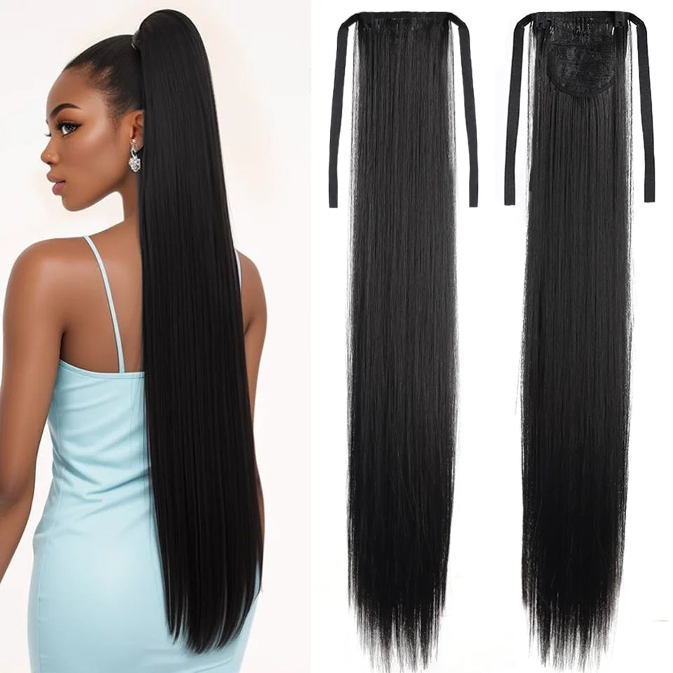 32-Inch Long Straight Wrap Around Ponytail Hair Extension