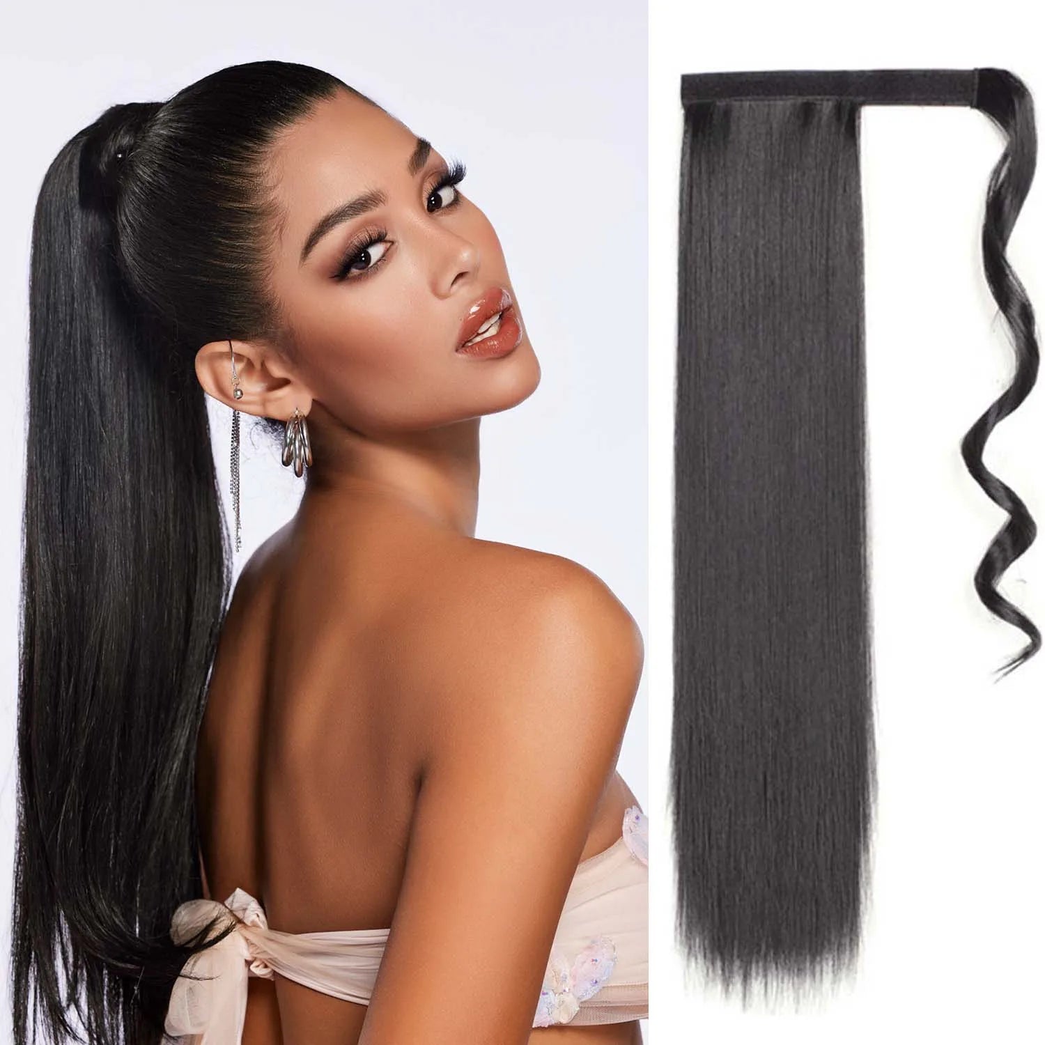 24 Inch Long Straight Wrap Around Ponytail Hair Extension for Women - 30