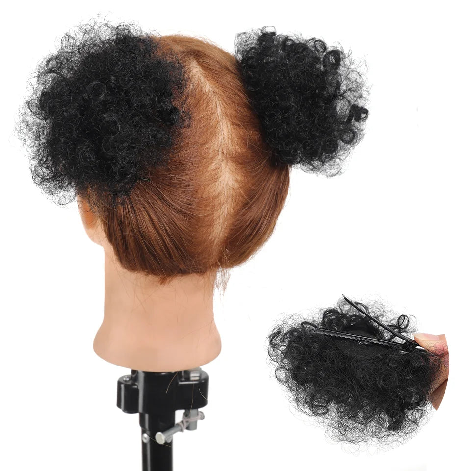 Synthetic Afro Puff Hair Bun Updo for Kids and Women