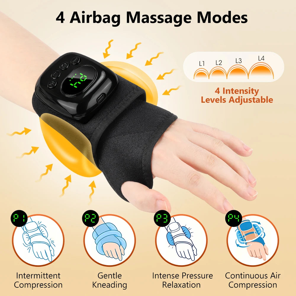 Cordless Heated Air Compression Wrist Massager for Pain Relief - 8