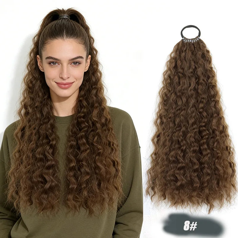 20-Inch Long Curly Ponytail Hair Extension for Instant Volume