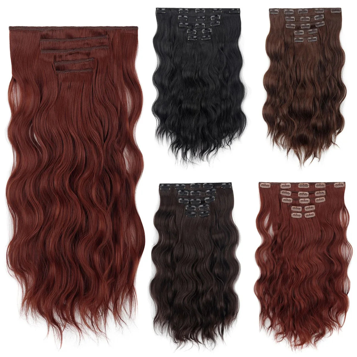 20-Inch Long Curly Clip-In Hair Extensions Set - 1