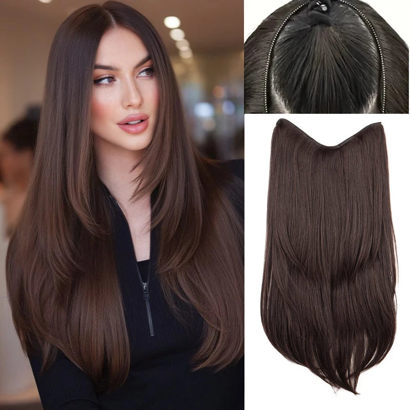 22-Inch V-Shaped Layered Straight Hair Extension for Volume - 16