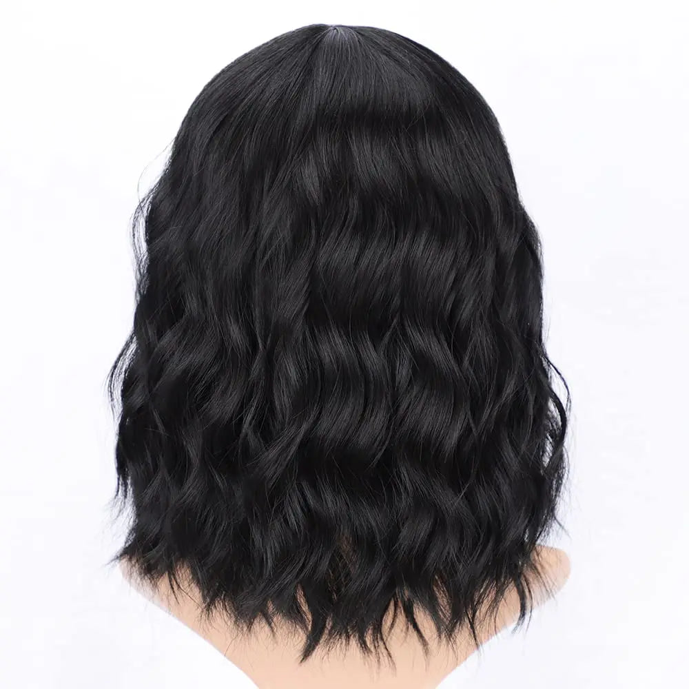Short Curly Bob Wig with Natural Bangs for Women - 3