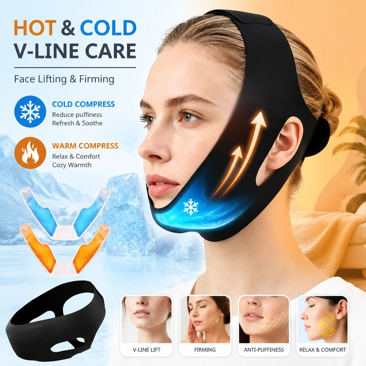 Hot and Cold V-Line Face Lifting Bandage for Jaw Relief and Firming - 1